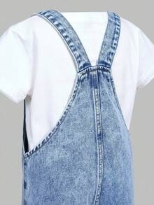 SHEIN ChillGRL 女孩年轻女孩新款碎花心形彩虹涂鸦时尚休闲柔软牛仔连体裤