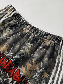 SHEIN 2pcs/Set Tween Boy Street Style Cartoon Print Loose Hoodie And Flare Pants Set, Suitable For Autumn/Winter - Multicolor - View 4