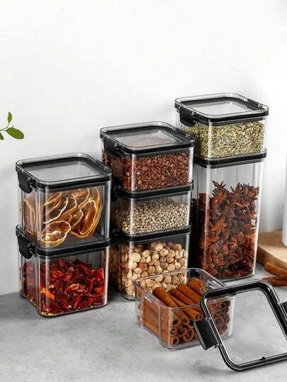 1pc Transparent Multifunction Food Storage Box, PET Portable Dust Proof Food Storage Box For Household