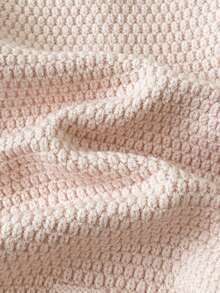 SHEIN Vintaside Kids 婴儿/女婴针织连体衣，长袖纽扣式连体衣，厚实柔软舒适面料，方便按扣，适合冬季、秋季、新生儿、婴儿、幼儿、万圣节、圣诞节、度假、节日、居家 - 米色 - 查看 4