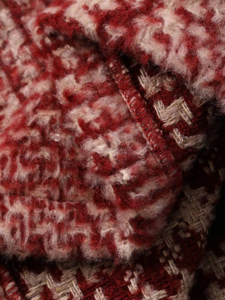 Christmas Plaid Fuzzy Mini Skirt For Women, Suitable For Autumn/Winter Party