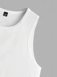 EASEVO Men's Plus Size Summer Solid Color Round Neck Casual Top - White - View 4