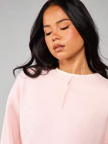 MISSGUIDED Oversized Relaxed Fit Crew Neck Long Sleeve Knit Sweater For Casual Everyday Wear - Pink - View 4