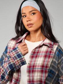 MISSGUIDED Áo sơ mi kẻ caro cỡ lớn cài nút tay dài nhiều màu áo cánh kẻ caro thu đông thường ngày có cổ - Nhiều màu - Xem 4