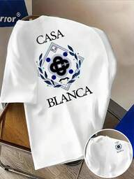 Manfinity Dauomo Tricou casual cu mânecă scurtă și guler rotund, croială lejeră, pentru bărbați