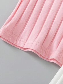 Sweetra 2件装 心形刺绣镂空圆领罗纹背心 适合年轻女孩 - 粉色 - 查看 6