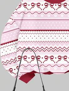 SHEIN Set de 2 piezas de sudadera con cuello redondo y leggings con estampado de lazo, floral y geométrico, informal y lindo para niñas preadolescentes, adecuado para otoño/invierno - Multicolor - Ver 4