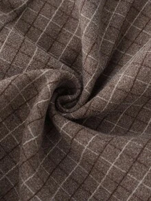 Franclia 女士复古格子口袋褶裥休闲短裤，秋季款 - 棕色 - 查看 5