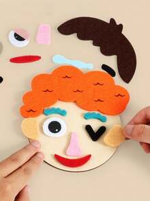1PC Kids Face Expression Puzzle Magic Sticker Emotion Changing Board Montessori Educational Wooden Toy For Preschool Learning - Multicolor - View 2