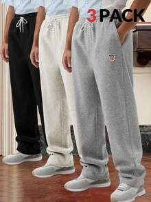 SWAVVY Pantaloni casual da uomo con coulisse in vita, tasche e grafica a lettere multicolore - Grigio Chiaro - Visualizzare 1