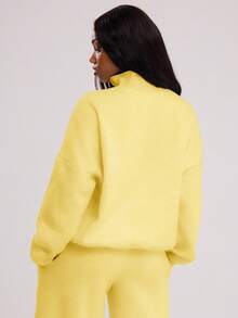 MUSERA Quarter Zip Oversized Sweatshirt Casual, Airport Graduation, Back To School, Teacher, Winter Carnival Vacation - Yellow - View 5
