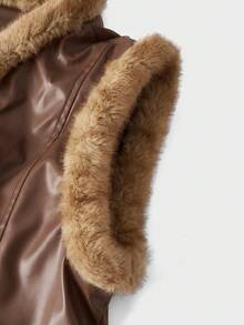 FeverCity Men's Casual Faux Fur Sleeveless Vest, Winter - Brown - View 6
