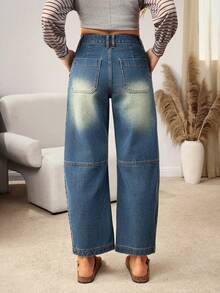 EMERY ROSE Jeans amples et décontractés pour femmes avec poches - Bleu azur - Voir 2