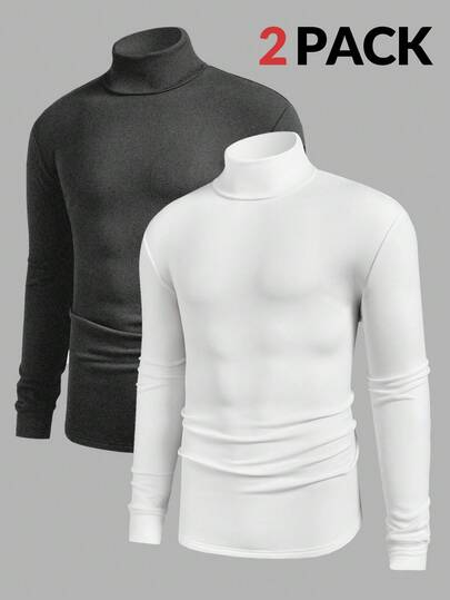 SWAVVY 2pcs Men's Knit Casual Daily Fashion Young Stand Collar Long Sleeve Sweatshirt, Fall Winter Clothes