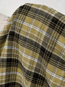 SHEIN 孕婦格紋拼接立領洋裝，秋季優雅正式晚宴辦公穿搭，休閒冬季女款中長圍裹裙 - 綠色 - 查看 9