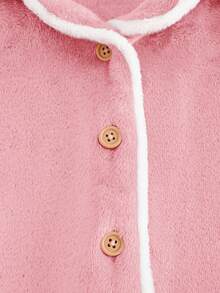 Cozy Pixies Conjunto de ropa casual para el hogar de 2 piezas para niña bebé, con cardigan de manga larga con cuello de solapa y ribete de contraste, y pantalones rectos de cintura elástica para otoño/invierno - Rosa Pálido - Ver 6