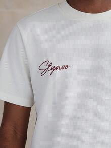 STYNVO 男士字母印花圆领休闲时尚短袖T恤，夏季 - 白色 - 查看 5