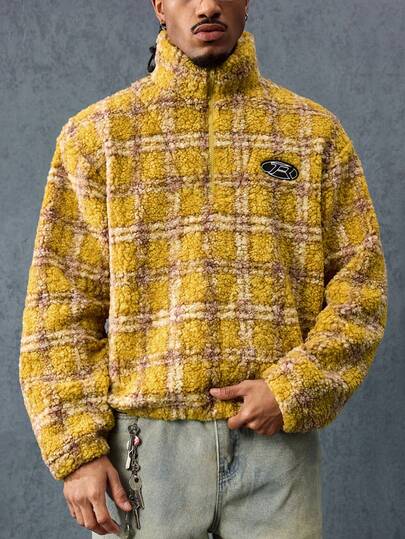 Street Life Men's Casual Plaid Crew Neck Sweatshirt, Autumn/Winter