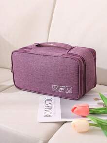 防水内衣收纳袋，带提手 - 多功能旅行收纳包，可收纳内衣、化妆品和配饰（大容量，波西米亚风） - 紫色 - 查看 3