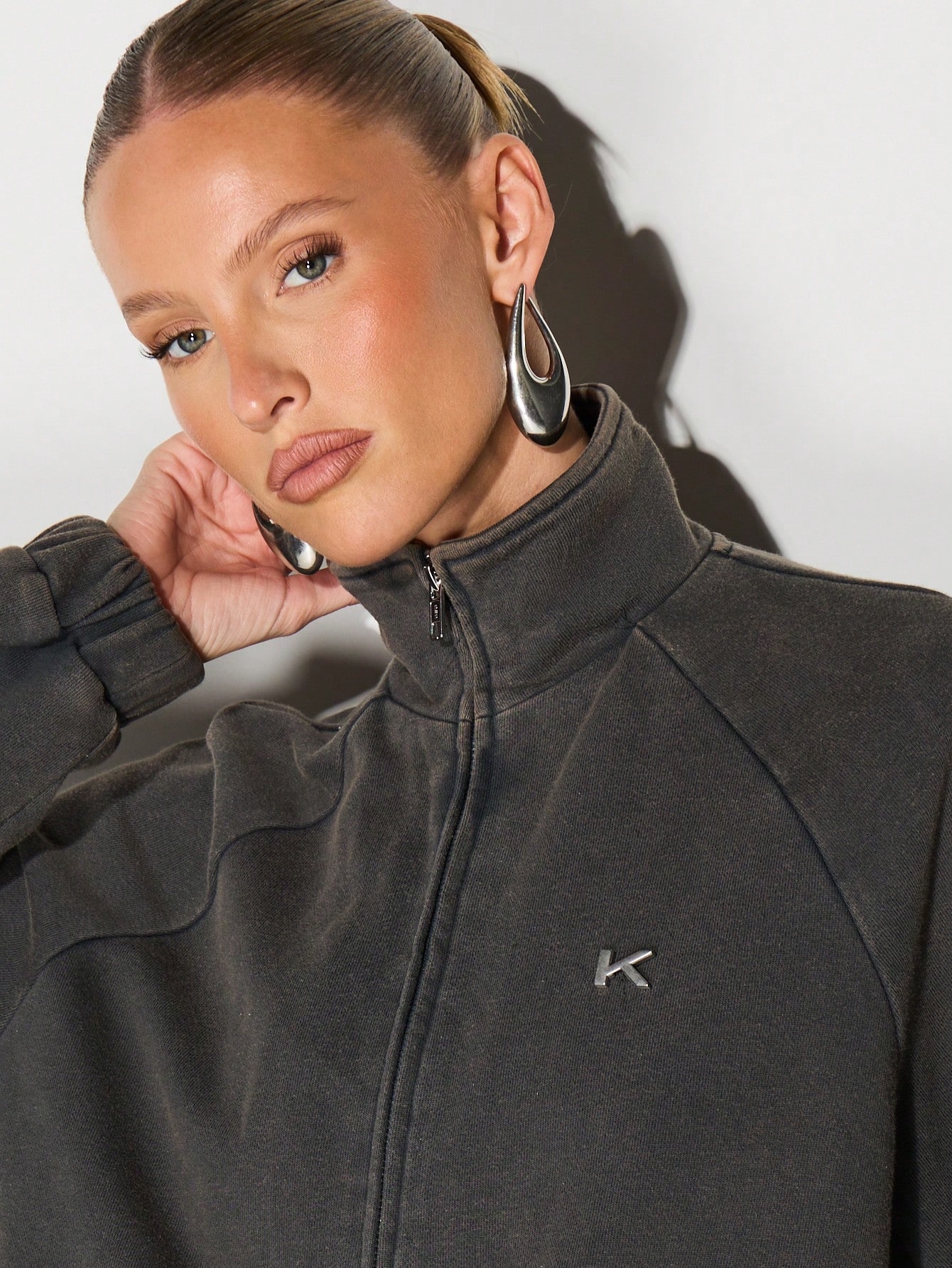 KIZN Full Zip Sweatshirt With Funnel Neck