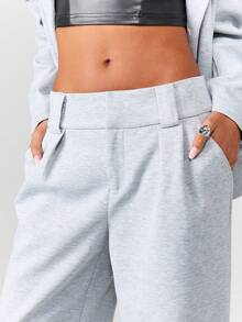 MISSGUIDED 圣诞节超大款西装外套和阔腿裤套装，适合女性职业办公穿着 - 灰色 - 查看 6