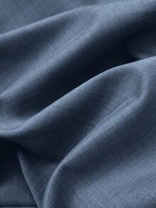 SHEIN PETITE Women's Casual Commuter Contrast Waistband Straight Leg Pants - Blue - View 4