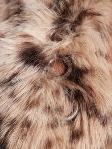 Radiana Plus Size Women Sleeveless Faux Fur Patchwork Back Mesh Panel Blouse, Autumn/Winter