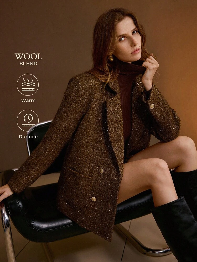 WOOL DOUBLE BREASTED WINTER COAT FOR AUTUMN & WINTER