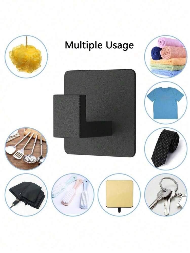 1 件浴室粘性毛巾钩，壁挂式浴袍衣架，无需钻孔家居浴室装饰浴室收纳夏季 - 黑色 - 查看 9