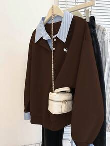 Resyla Autumn/Winter New Casual College Style Women Sweatshirt - Coffee Brown - View 4