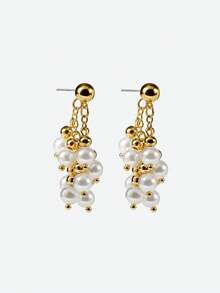 Opalesca 珍珠耳环、服装、复古风、婚礼/新娘配饰、仙女风/仙女风、珍珠、金属/纹理、秋季/冬季、优雅、适合妈妈/女士/女孩/母亲、高级、复古、分层 - 彩色 - 查看 4