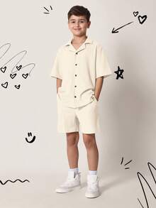 SUMWON 现代纹理两件套休闲夏季度假休闲服短袖度假海滩度假装假日套装