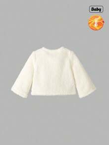 Sweetra 女婴温暖毛绒蝴蝶结装饰夹克，适合外出和日常穿着，秋冬季 - 查看 2