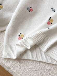 SHEIN Sparklyn 秋冬季南瓜提花针织套头毛衣，女童款，可爱百搭 - 彩色 - 查看 9