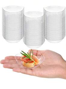 Platos de aperitivo con forma de hoja pequeña, platos de postre y mantequilleras de plástico transparente, adecuados para salsas, postres, frutas, aperitivos, excelentes para bodas y fiestas (diseño de hoja)
