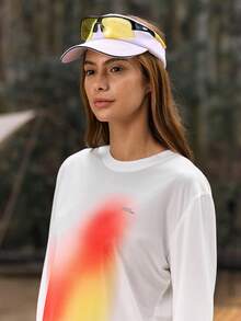SHEIN In My Nature 女士撞色印花圆领长袖上衣 - 白色 - 查看 6
