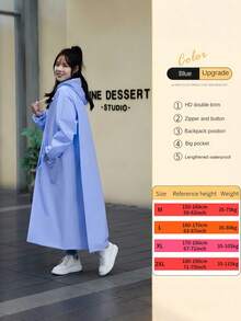 SHEIN Fashion Multifunctional Raincoat Long Full-Body Rainproof Rain Coat For Women Thickened Rain Coat Waterproof And Windproof Rain Poncho Multi Functional Raincoats Outdoor Activities Rain Wear Rain Jacket Cycling Traveling Climbing Rain Coat White Raincoat Pink Raincoat Purple Rain Gear Women's Outdoor Clothing ,Office,Household,Travel, Back