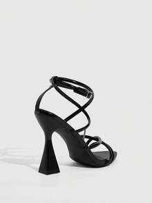 CUCCOO SZL Women's Pointed Toe Buckle Design Fashionable High Heel Sandals For Daily Wear - Black - View 4