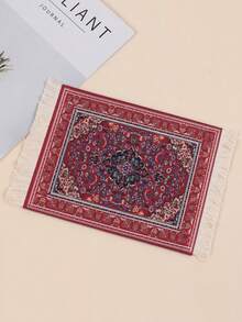 1Pc Style Coffee Theme Mouse Pad, Carpet Style Flannel Mouse Pad & Cup Coaster,Coffee Mat,Table Mat, Placemat, Mouse Pad, Non-Slip Heat Resistant Mat, Tassel Carpet Coaster, Table Desk Cup,Table Coaster Christmas For Holiday Gift Giving Back To School - one-size - View 12