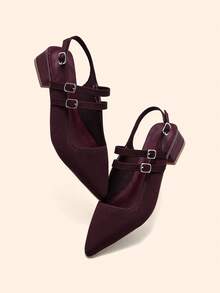 CUCCOO BASICS Damen Spitzschuh Schnallen Design Lässig Mode Ballerinas