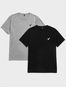 Manfinity BRENVOR Men's Minimalist Printed Round Neck Short Sleeve T-Shirt, Couple Things