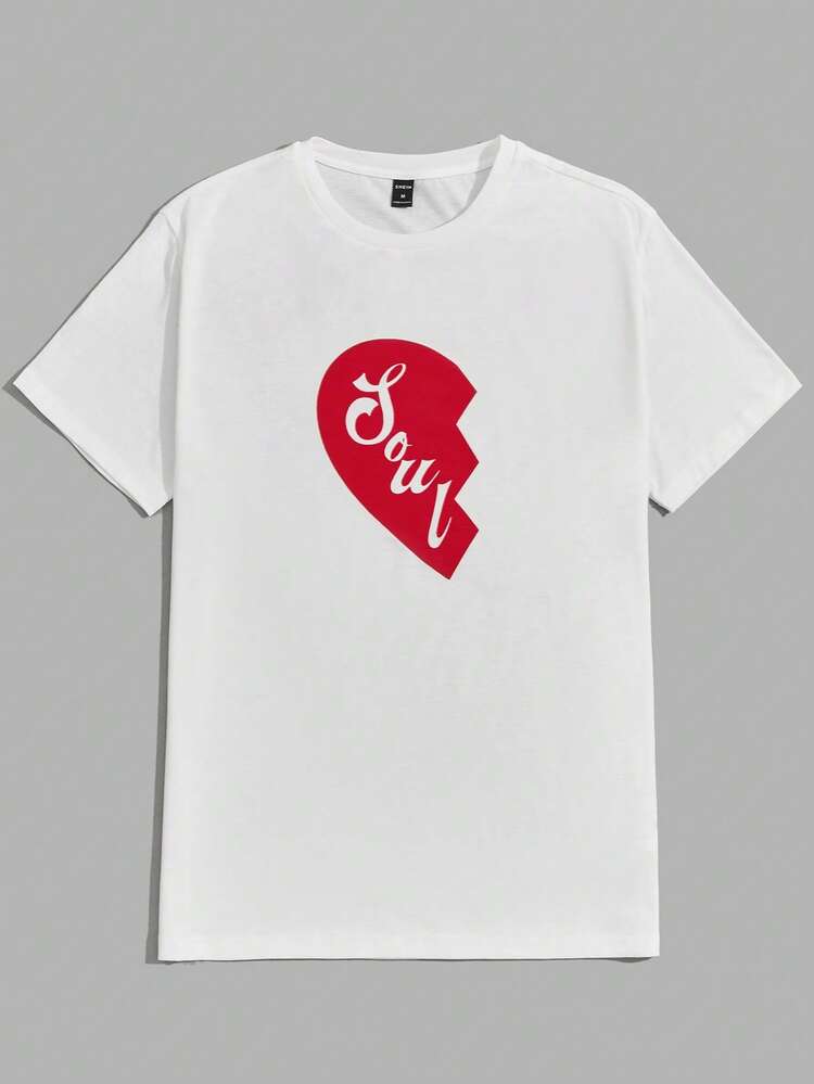 メンズグラフィックプリントカジュアルクルーネック半袖ニットTシャツ 2枚パック