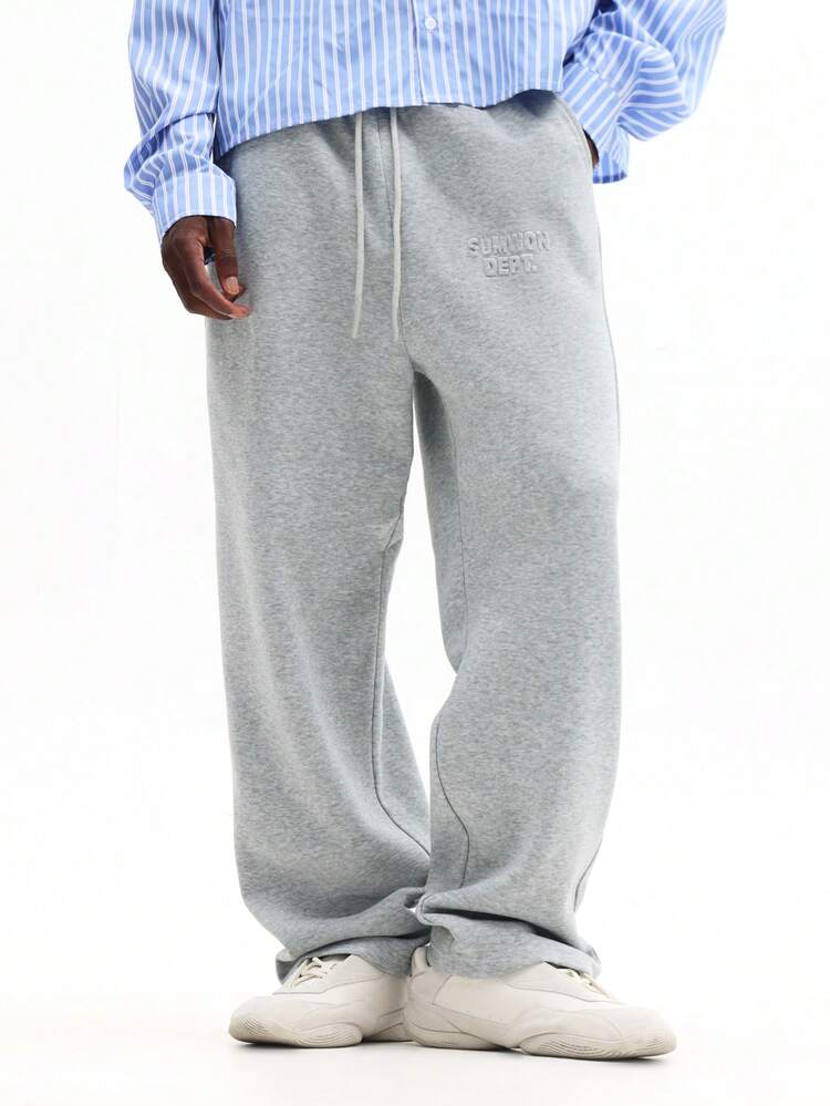 Straight Fit Sweatpants With Embossed Detail