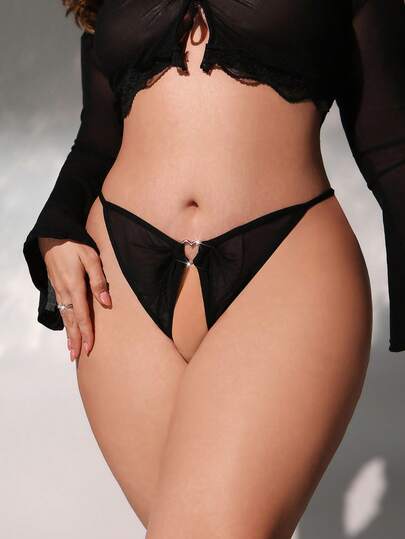 SpicyHot Lingerie sexy à bretelles et patchwork (Culottes triangulaires sans fil) grande taille