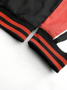 ROMWE MEN Street Life Men's Racing Element Jacket, Suitable For Autumn/Winter - Black - View 6