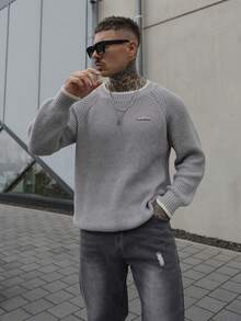 Artur Kramer 男士休闲字母图案插肩袖宽松毛衣，秋季