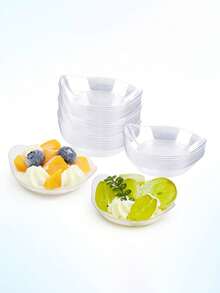 Platos de aperitivo con forma de hoja pequeña, platos de postre y mantequilleras de plástico transparente, adecuados para salsas, postres, frutas, aperitivos, excelentes para bodas y fiestas (diseño de hoja)