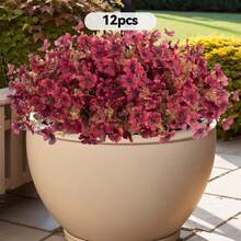 Outdoor Artificial Fall Flower, Uv Resistant Fake Plants, Faux Plastic Floral Orange Shrubs Hanging Flower Plant For Home Kitchen Balcony Garden Window Sill Fall Decoration - Multicolor - View 13
