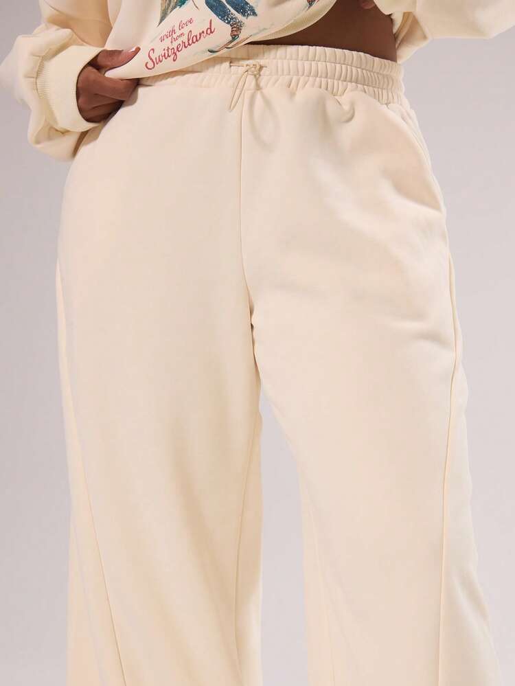 MUSERA Pantalones de chándal con cintura elástica, detalle de costura de pierna ancha, invierno, vacaciones, acogedor, lindo festivo, esquí, fiesta après-ski - Albaricoque - Añade 6