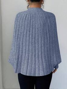 Elenzga Áo len cardigan dệt kim kiểu dáng quý cô thanh lịch, sang trọng, cao cấp, thiết kế nút kim loại hở xẻ tối giản dành cho nữ, mùa thu/đông - Màu xanh lam - Xem 4